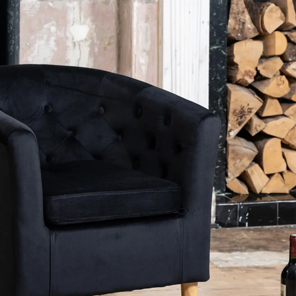 Clio Tub Accent Chair - Black, Velvet