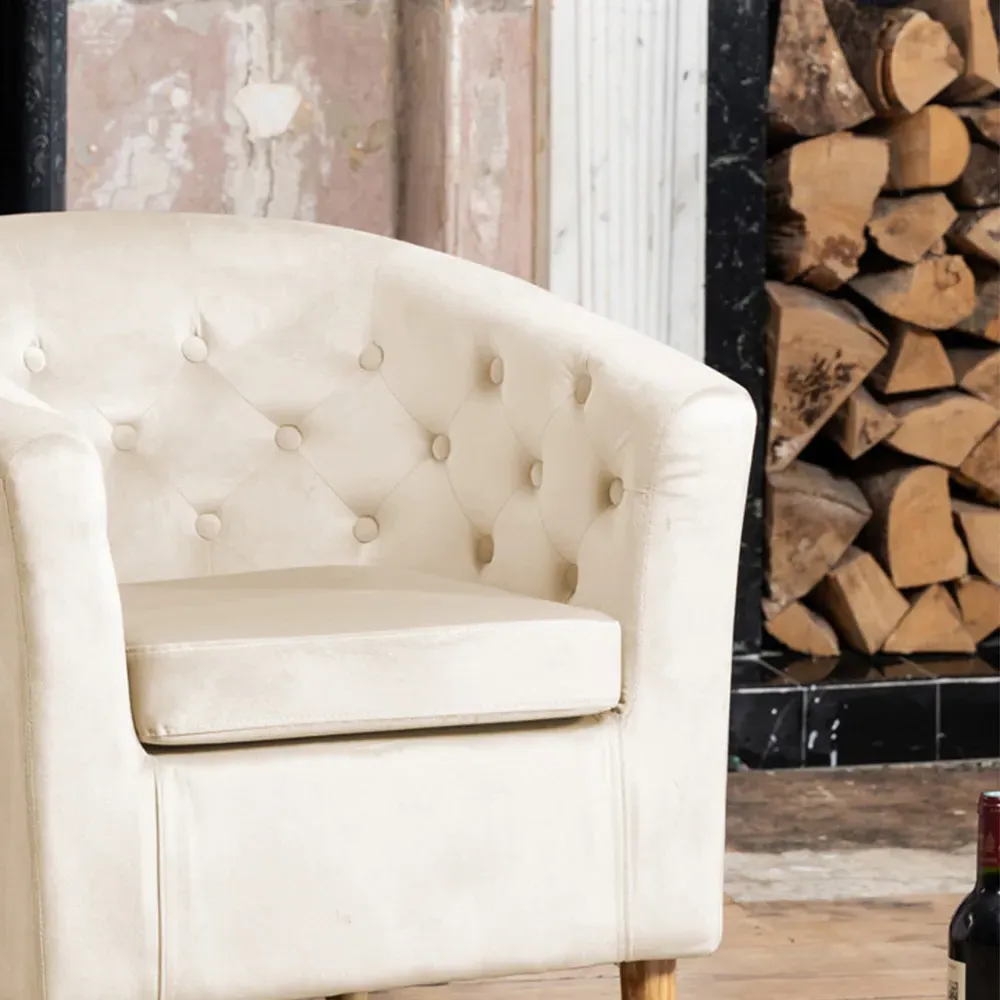 Clio Tub Accent Chair - Cream, Velvet