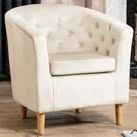 Clio Tub Accent Chair - Cream, Velvet