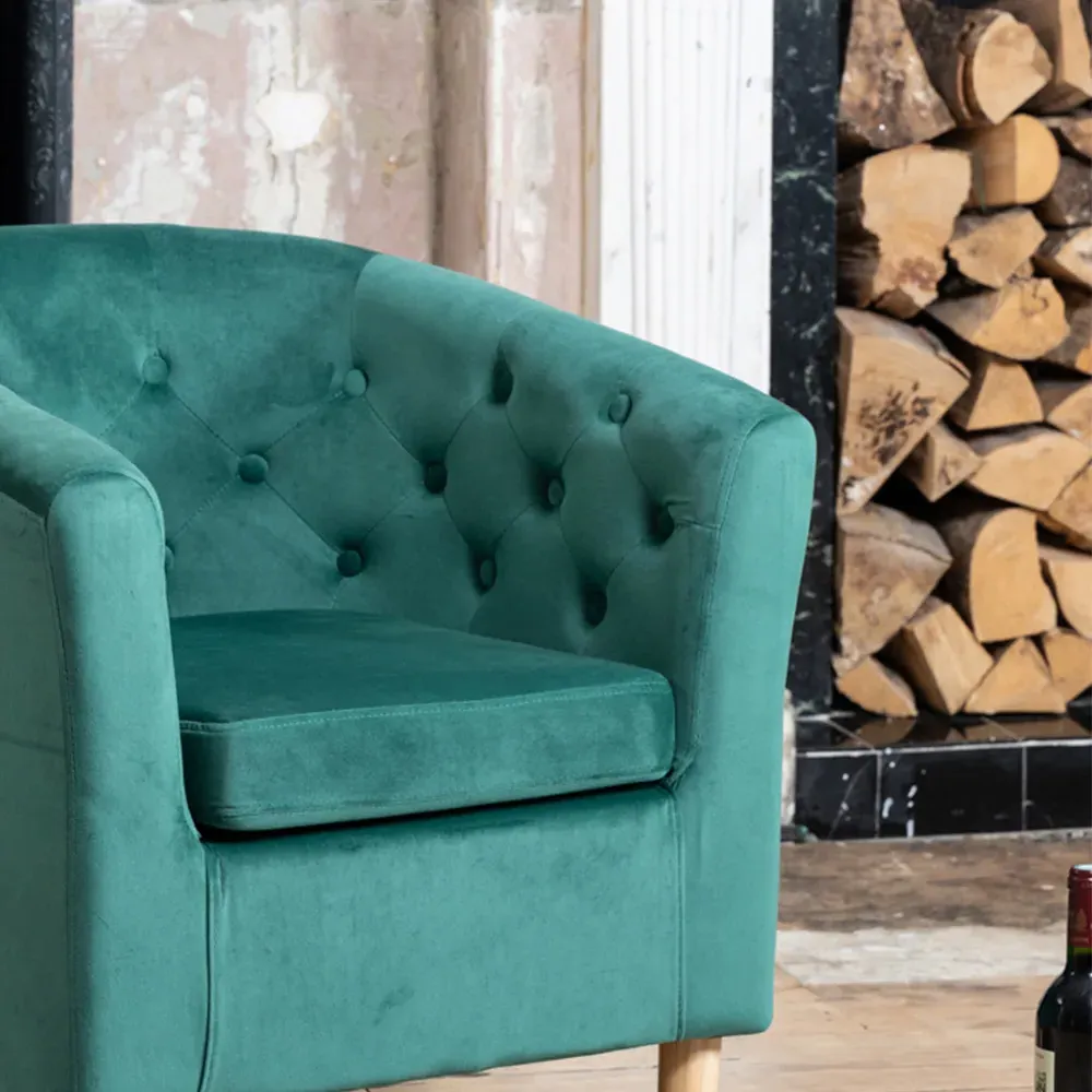 Clio Tub Accent Chair - Green, Velvet