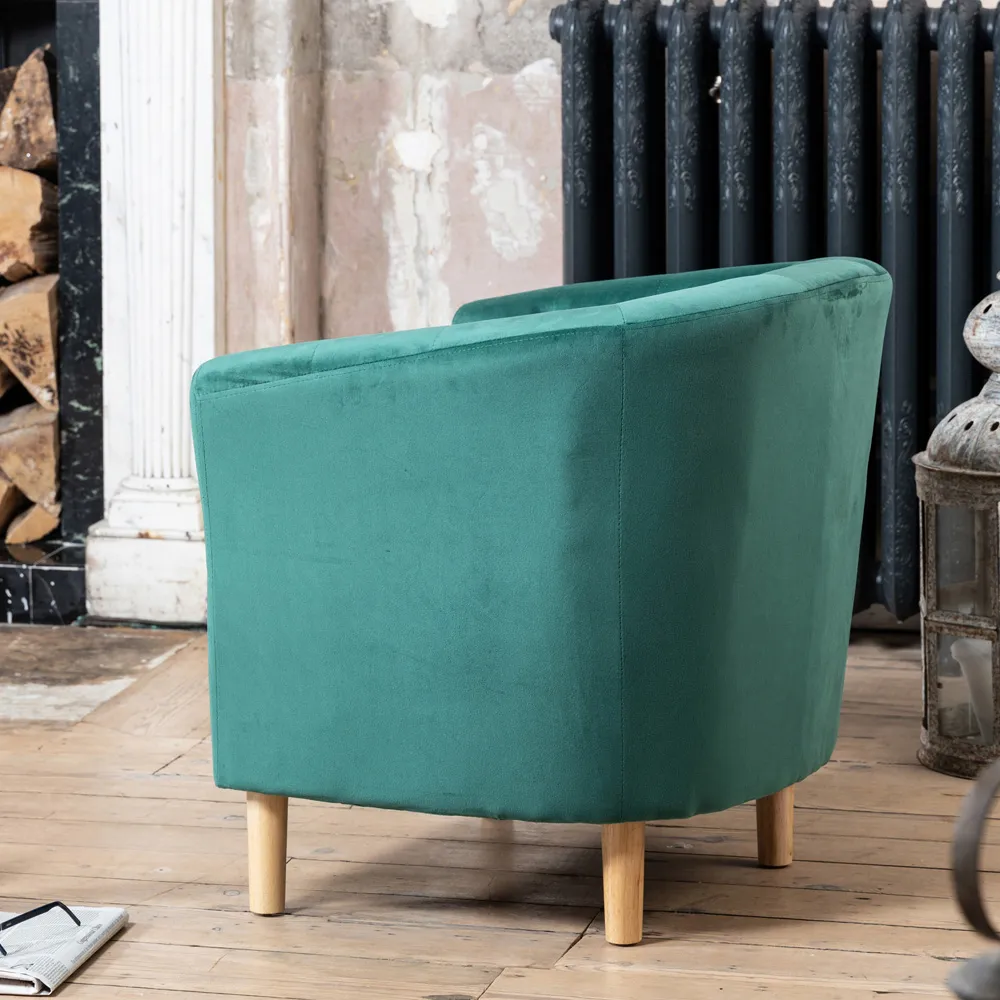 Clio Tub Accent Chair - Green, Velvet