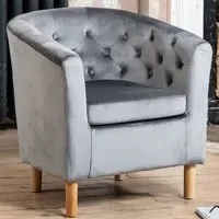 Clio Tub Accent Chair - Grey, Velvet