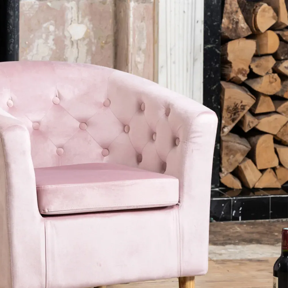 Clio Tub Accent Chair - Pink, Velvet