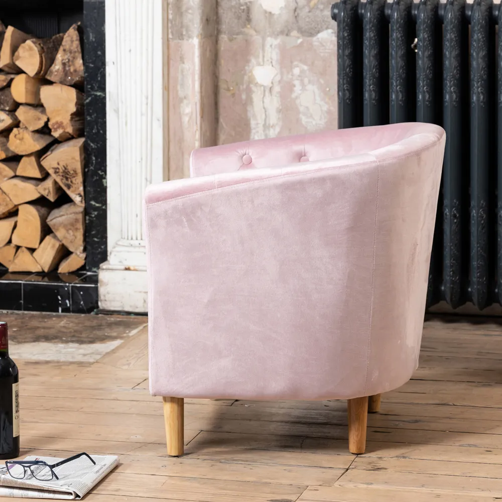 Clio Tub Accent Chair - Pink, Velvet
