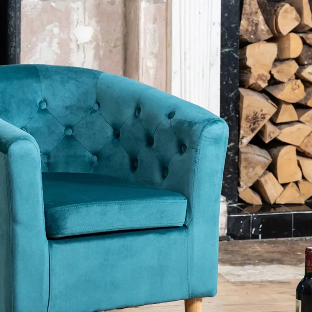 Clio Tub Accent Chair - Teal, Velvet
