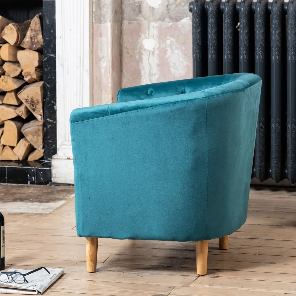 Clio Tub Accent Chair - Teal, Velvet