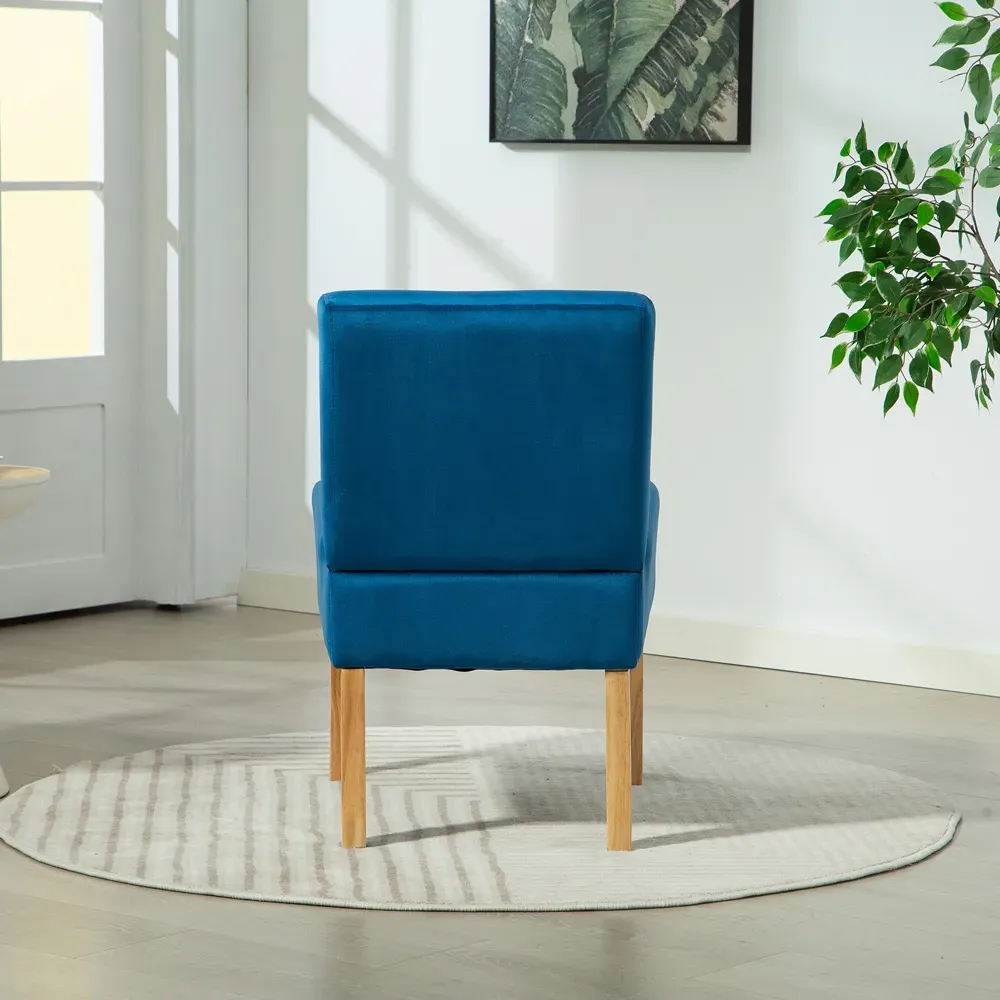 Corina Armless Accent Chair - Blue, Velvet