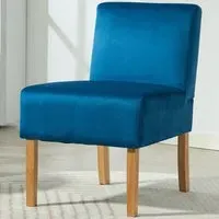 Corina Armless Accent Chair - Blue, Velvet