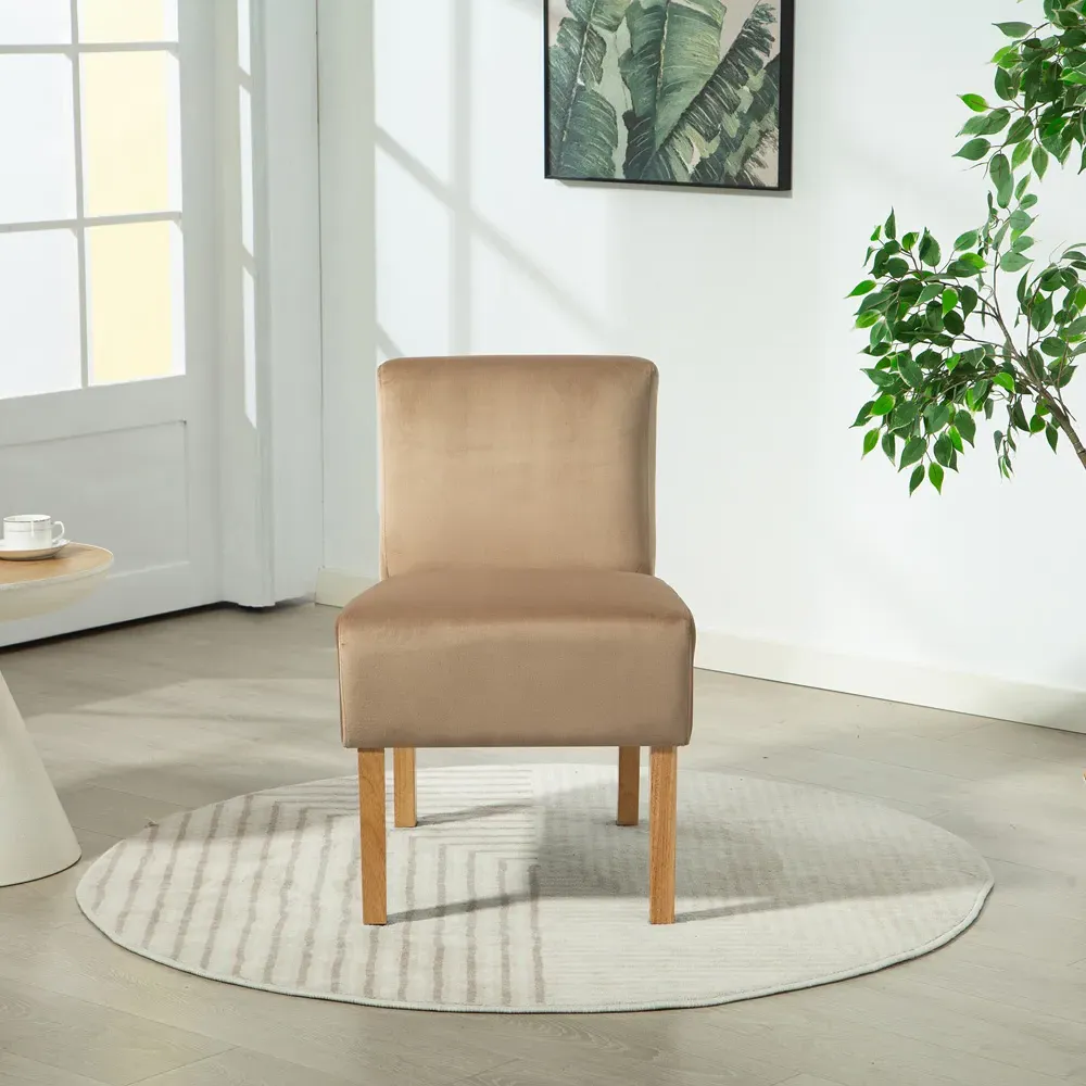 Corina Armless Accent Chair - Brown, Velvet