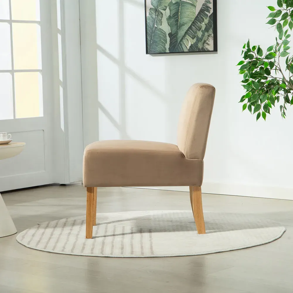 Corina Armless Accent Chair - Brown, Velvet