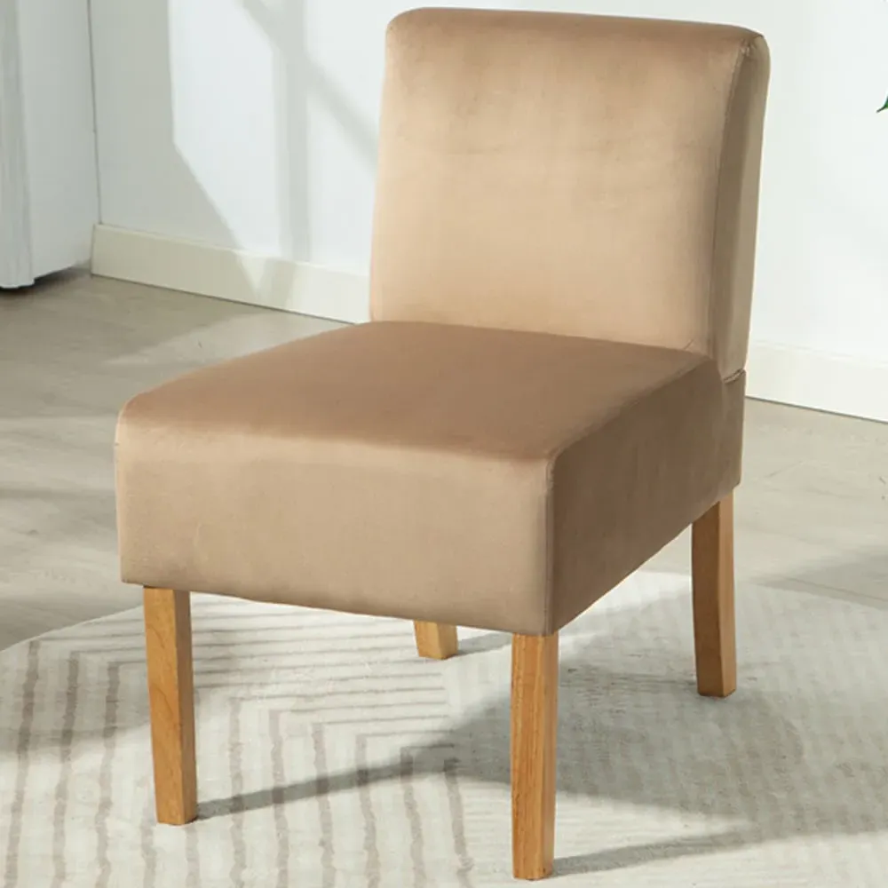 Corina Armless Accent Chair - Brown, Velvet
