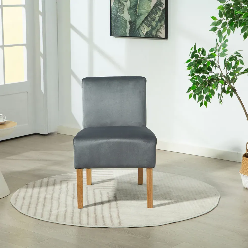 Corina Armless Accent Chair - Grey, Velvet
