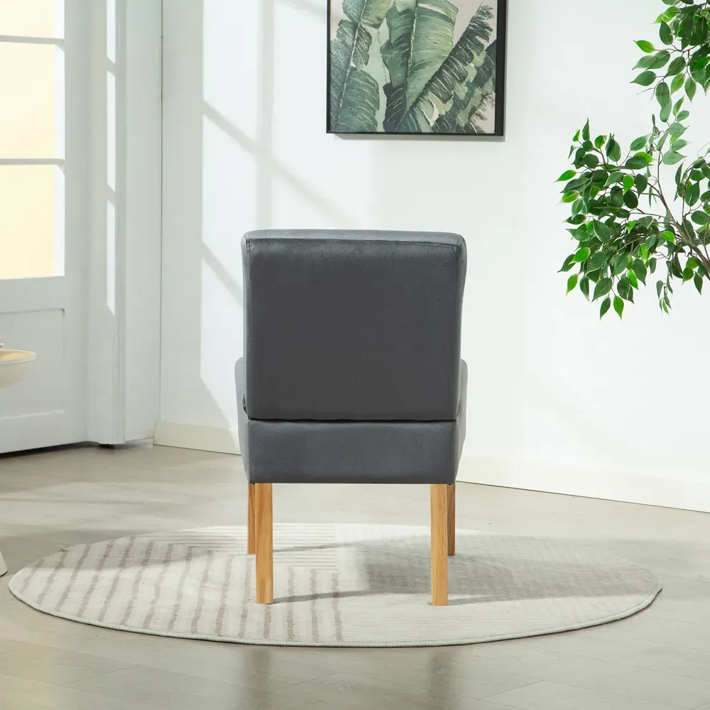 Corina Armless Accent Chair - Grey, Velvet