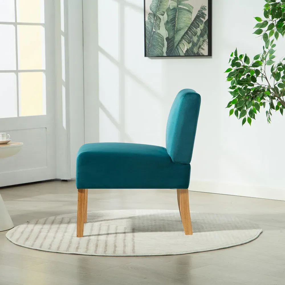 Corina Armless Accent Chair - Teal, Velvet