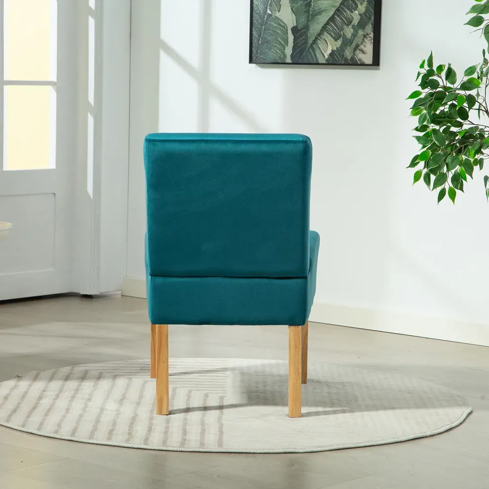 Corina Armless Accent Chair - Teal, Velvet