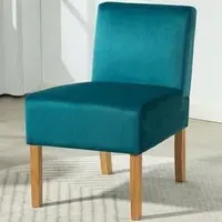Corina Armless Accent Chair - Teal, Velvet