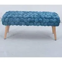 Cushla Large Footstool - Blue, Velvet
