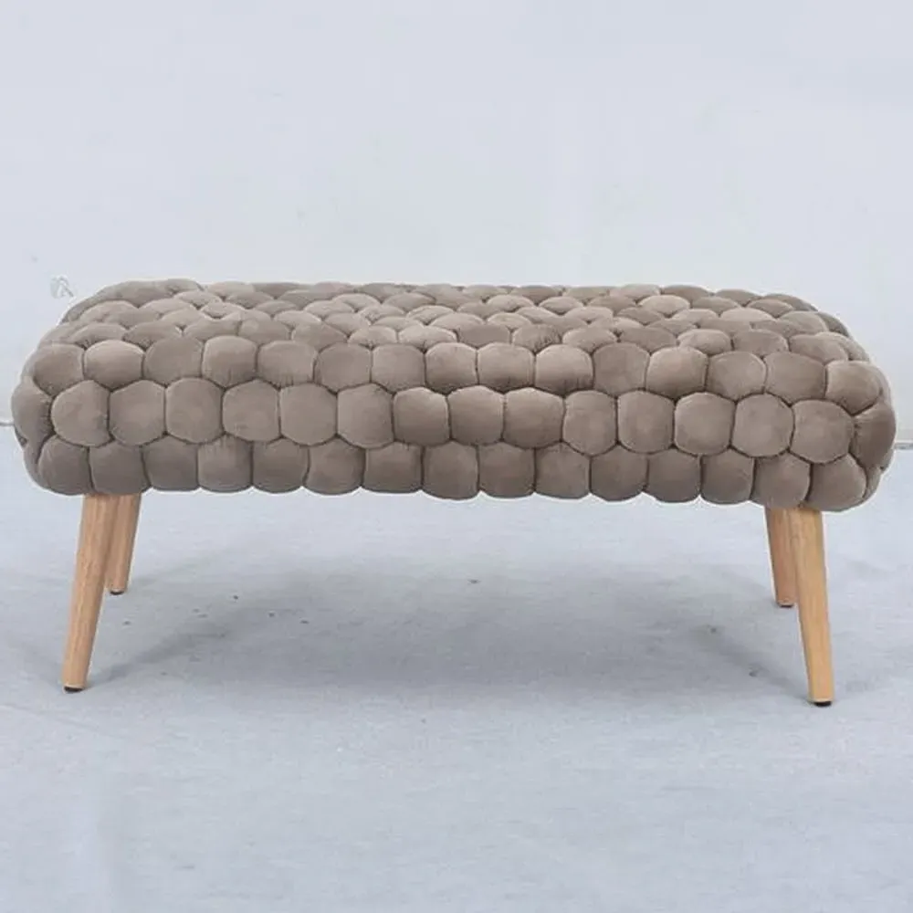 Cushla Large Footstool - Brown, Velvet