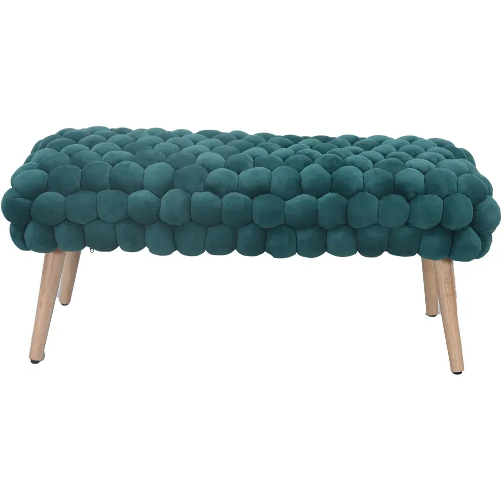 Cushla Large Footstool - Green, Velvet
