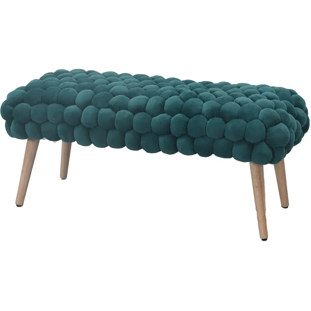 Cushla Large Footstool - Green, Velvet