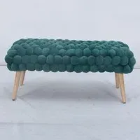 Cushla Large Footstool - Green, Velvet