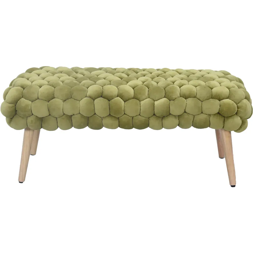 Cushla Large Footstool - Green, Velvet