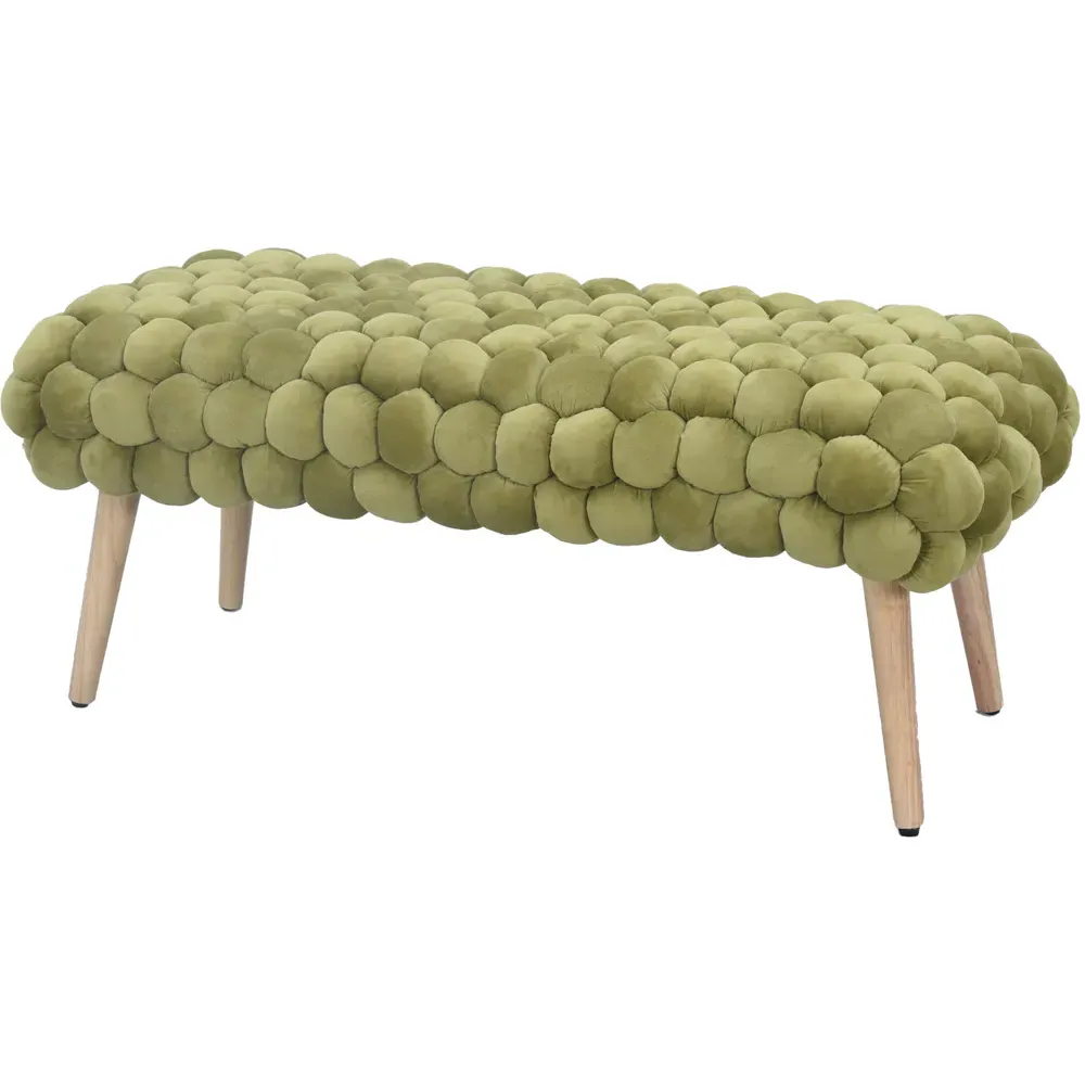 Cushla Large Footstool - Green, Velvet