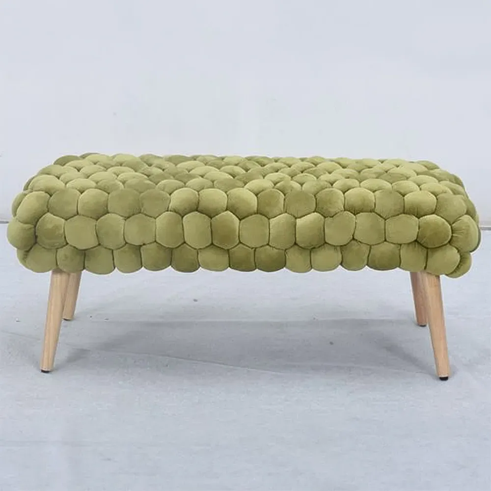 Cushla Large Footstool - Green, Velvet