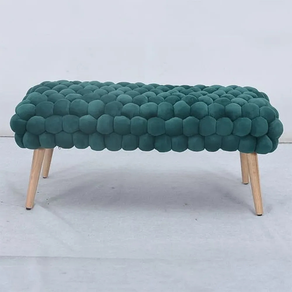 Cushla Large Footstool - Green, Velvet