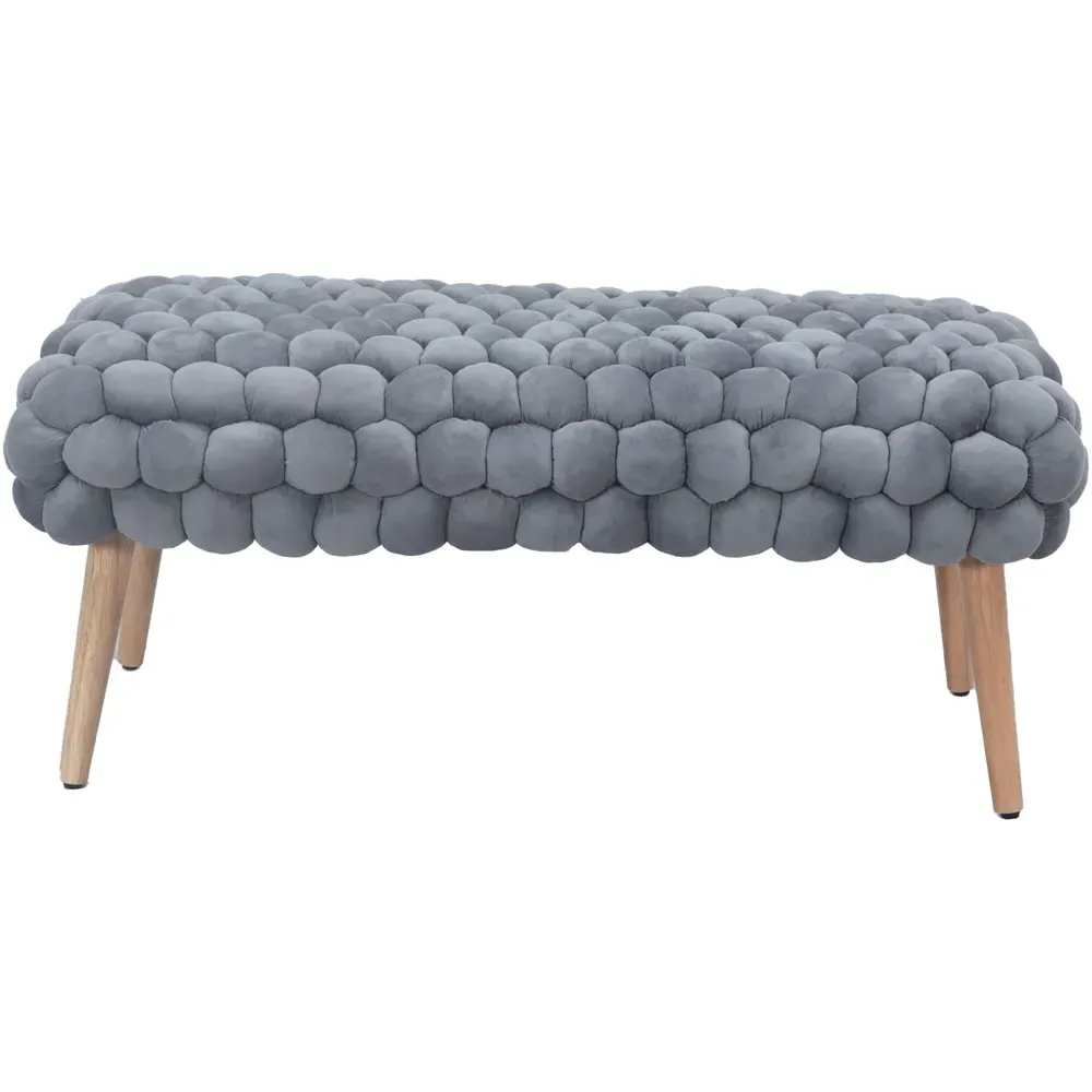 Cushla Large Footstool - Grey, Velvet