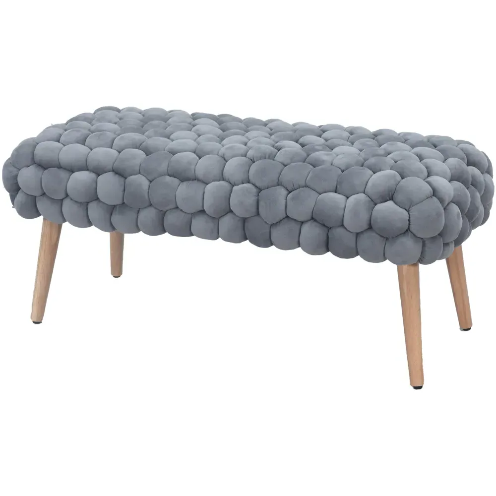 Cushla Large Footstool - Grey, Velvet