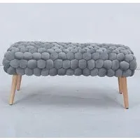 Cushla Large Footstool - Grey, Velvet
