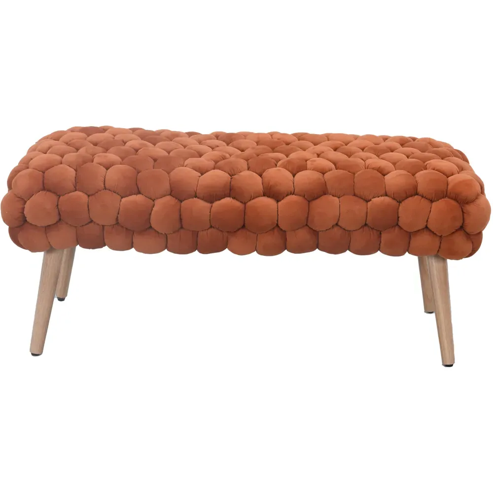 Cushla Large Footstool - Orange, Velvet