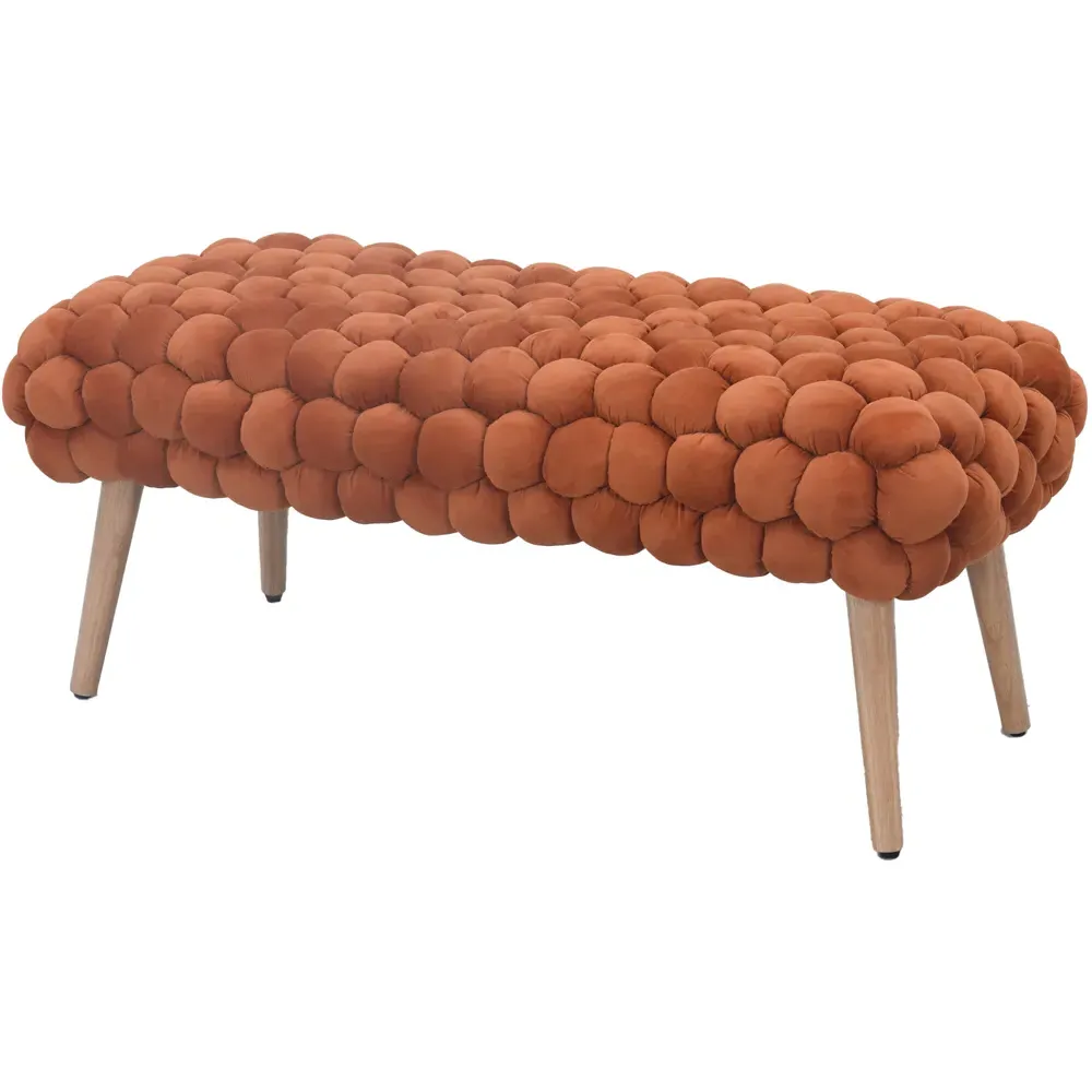 Cushla Large Footstool - Orange, Velvet