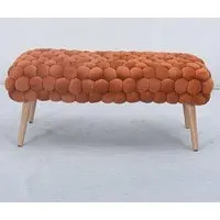 Cushla Large Footstool - Orange, Velvet