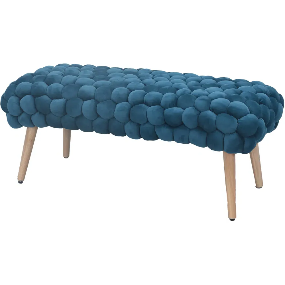 Cushla Large Footstool - Teal, Velvet