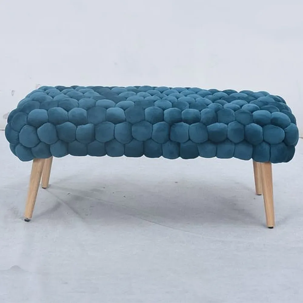 Cushla Large Footstool - Teal, Velvet
