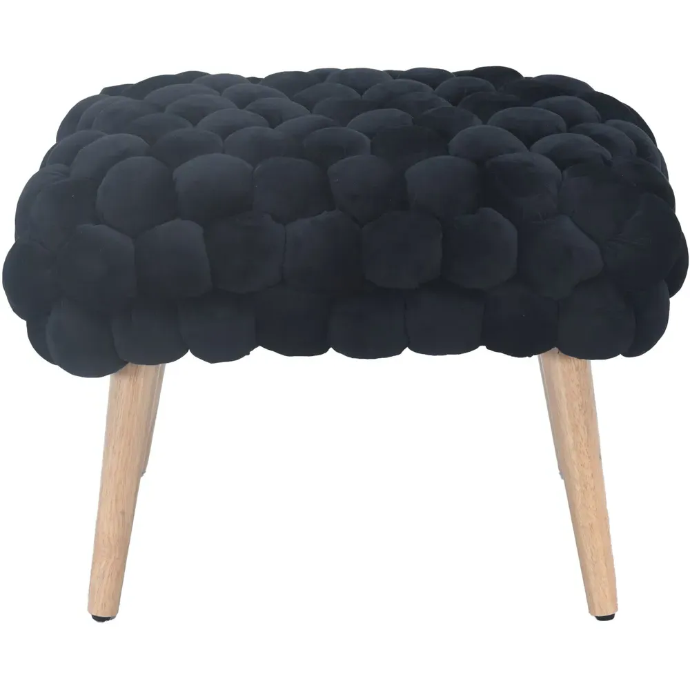 Cushla Small Footstool - Black, Velvet