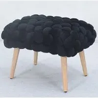 Cushla Small Footstool - Black, Velvet