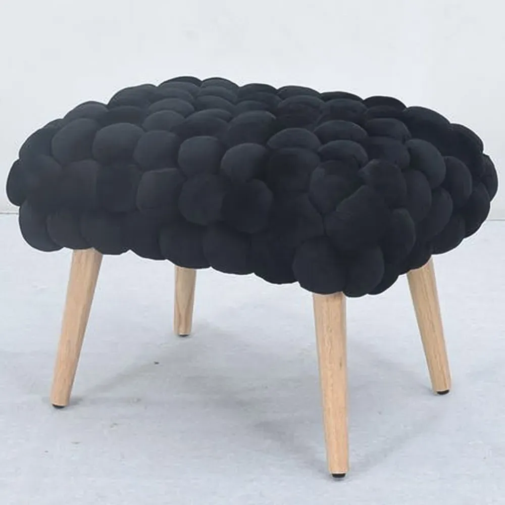 Cushla Small Footstool - Black, Velvet image