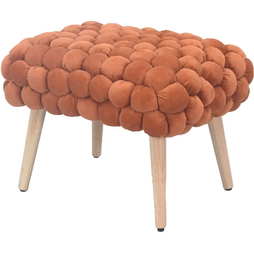 Cushla Small Footstool - Brown, Velvet