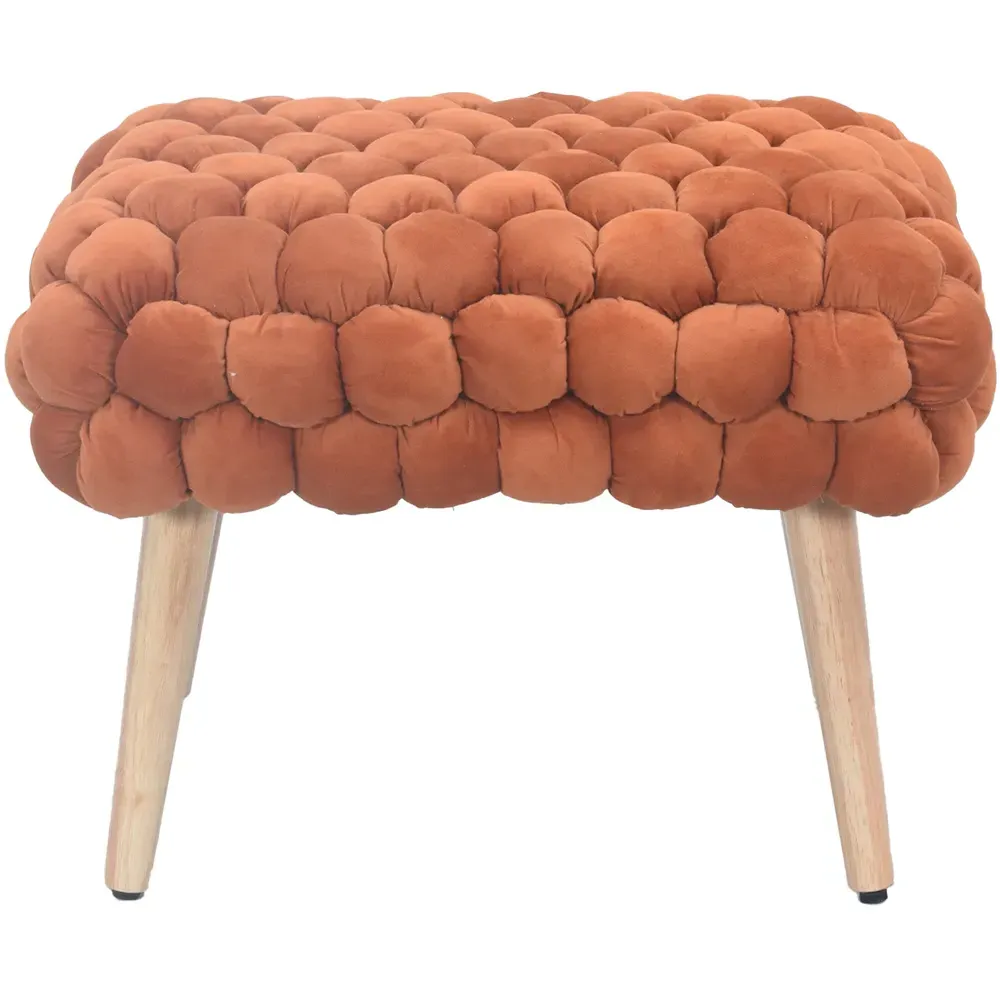 Cushla Small Footstool - Brown, Velvet