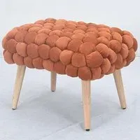 Cushla Small Footstool - Brown, Velvet