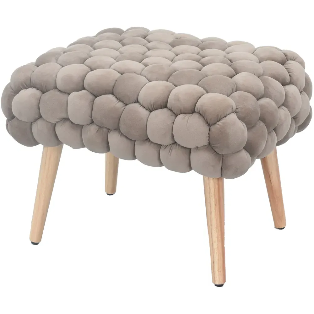 Cushla Small Footstool - Brown, Velvet