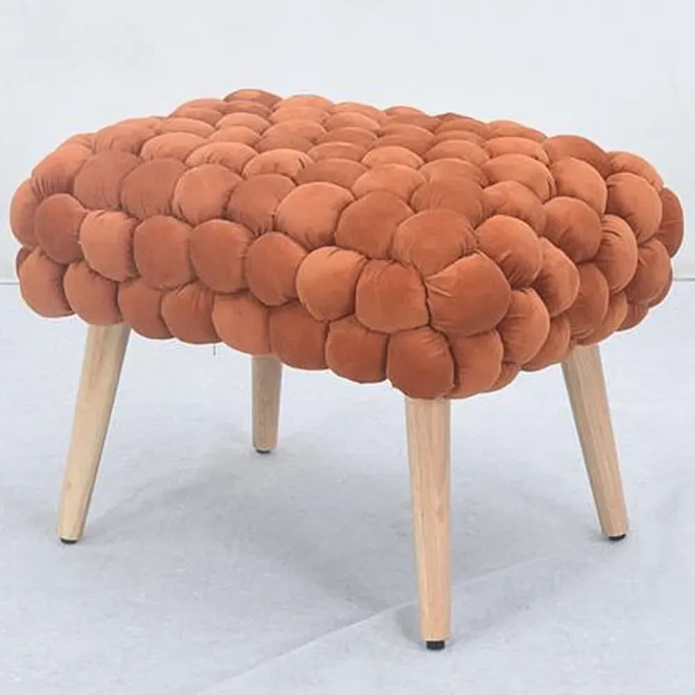 Cushla Small Footstool - Brown, Velvet