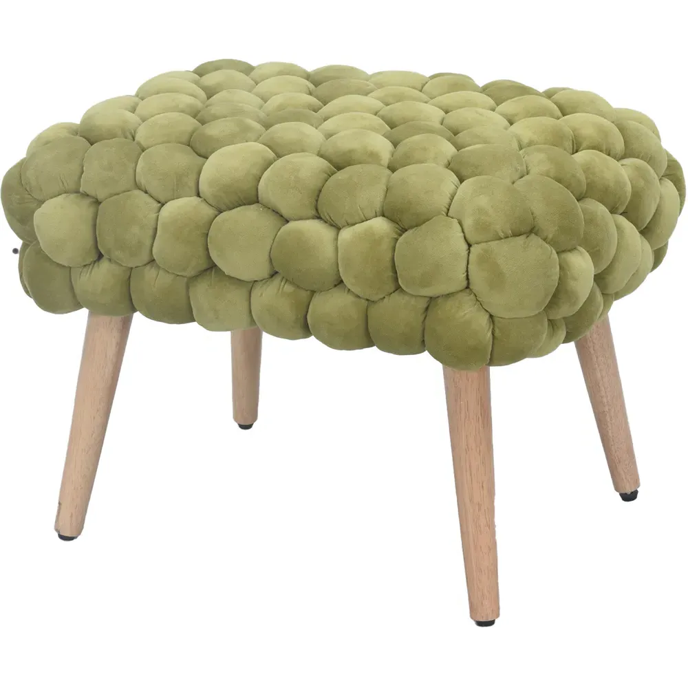Cushla Small Footstool - Green, Velvet