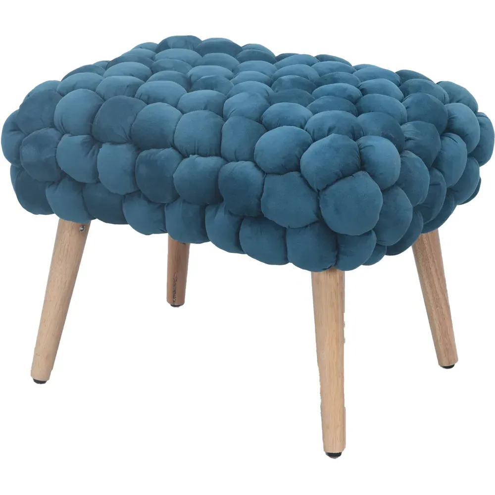Cushla Small Footstool - Teal, Velvet
