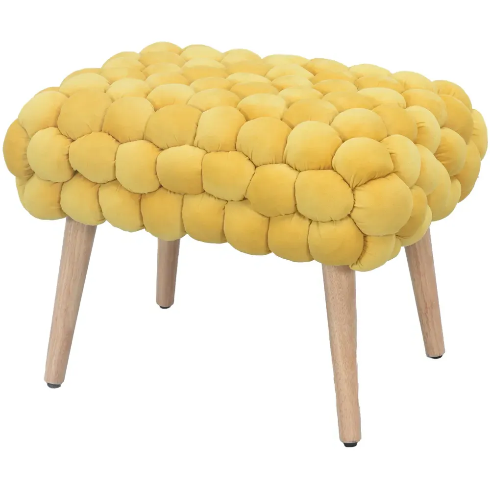 Cushla Small Footstool - Yellow, Velvet