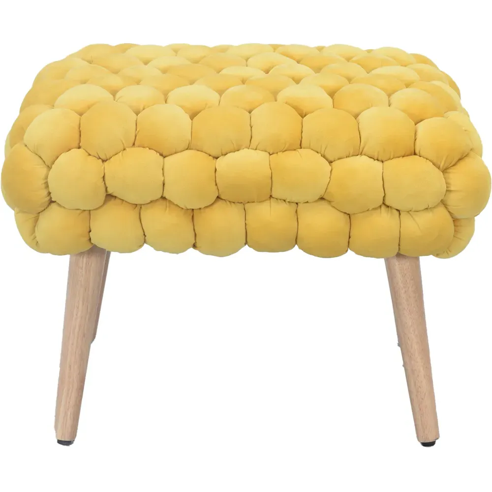 Cushla Small Footstool - Yellow, Velvet