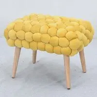 Cushla Small Footstool - Yellow, Velvet
